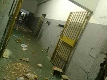 Food thrown back into hallway after prisoners refuse to eat.